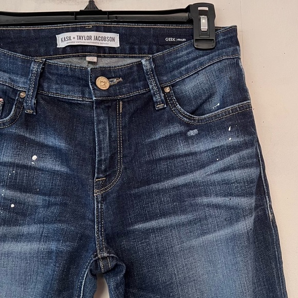 Kasil x Taylor Jackson Paint Splattered The Geek Peg Leg Jeans Size 25 - Picture 3 of 12